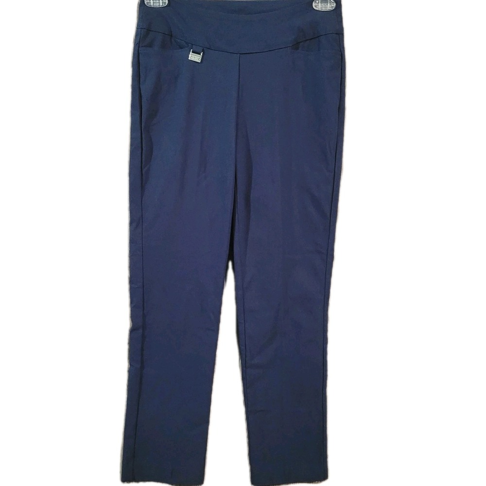 Lulu-B Navy Blue Pull-On Ankle Pants Size 8 x 27 Stretch Travel Career Coastal